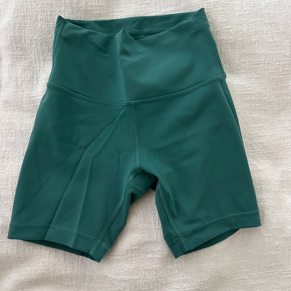Lululemon Athletica Green Bike Shorts High-Waisted Stretch